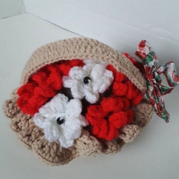 Flower in Basket Crochet Stitches Vintage Decor - Picture 4 of 12